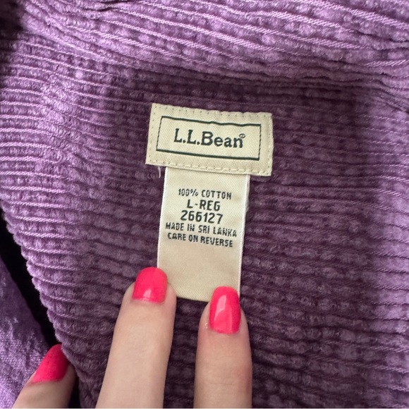 L. L. Bean Corduroy Purple Button Down Shirt Shacket Large Vintage - Picture 4 of 4